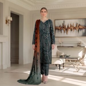 “BAROQUE”Luxury Digital Printed Khaddar With Luxury Khaddar Dupatta