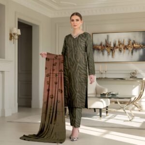 “BAROQUE”Luxury Digital Printed Khaddar With Luxury Khaddar Dupatta