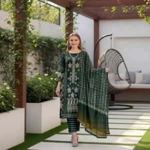 “BAROQUE”Luxury Digital Embroidered Khaddar 3pc With Luxury Khaddar Dupatta