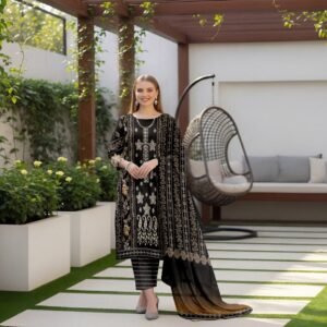 “BAROQUE”Luxury Digital Embroidered Khaddar 3pc With Luxury Khaddar Dupatta