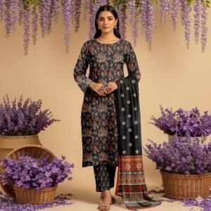 “BAROQUE”Luxury Digital Printed Khaddar With Luxury Khaddar Dupatta