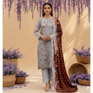 “BAROQUE”Luxury Digital Printed Khaddar With Luxury Khaddar Dupatta