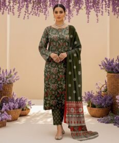 “BAROQUE”Luxury Digital Printed Khaddar With Luxury Khaddar Dupatta