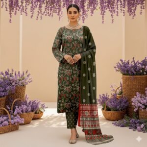 “BAROQUE”Luxury Digital Printed Khaddar With Luxury Khaddar Dupatta